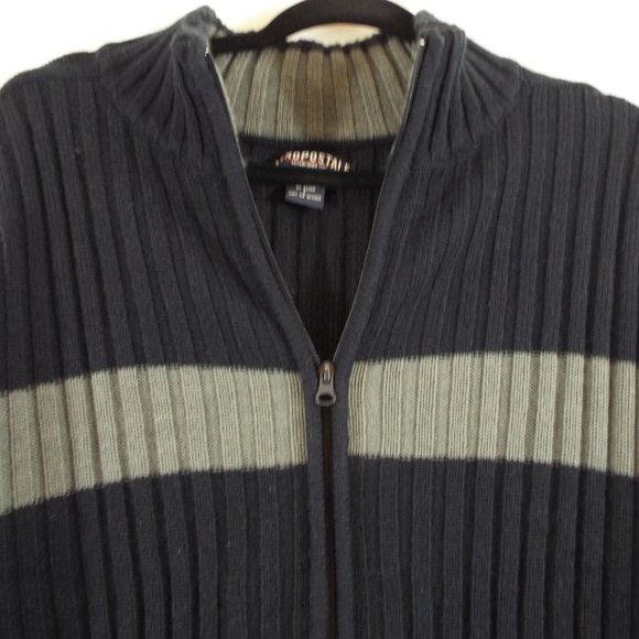 Aeropostle Long Sleeve Full-Zip Standing Collar Colorblock Navy Blue & Gray Sz L - Picture 2 of 5